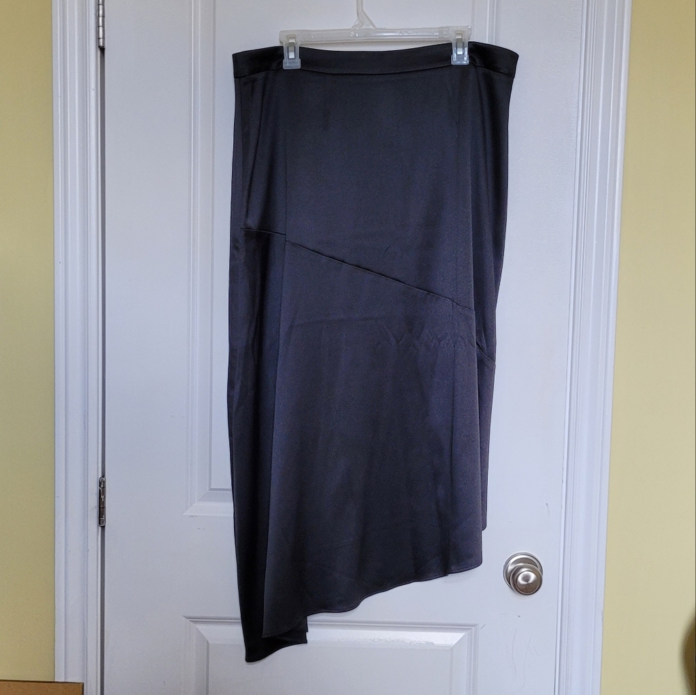 Addition Elle skirt black satiny asymmetrical long goth evening formal prom